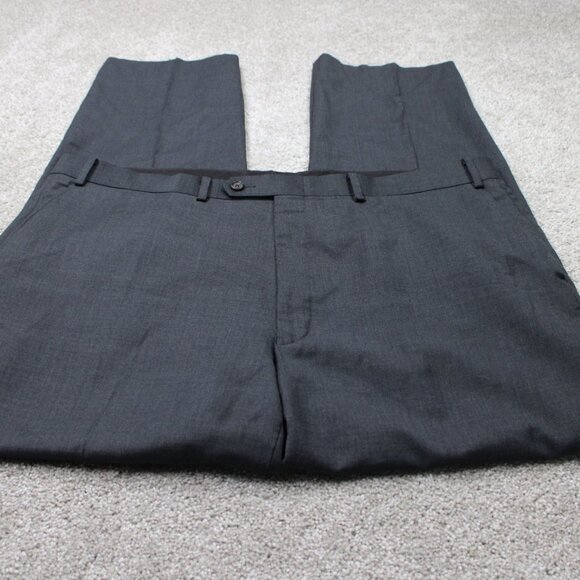 LAUREN Ralph Lauren Dress Pants Mens 42x32 Gray 100% Wool Flat Front Straight - Picture 2 of 11